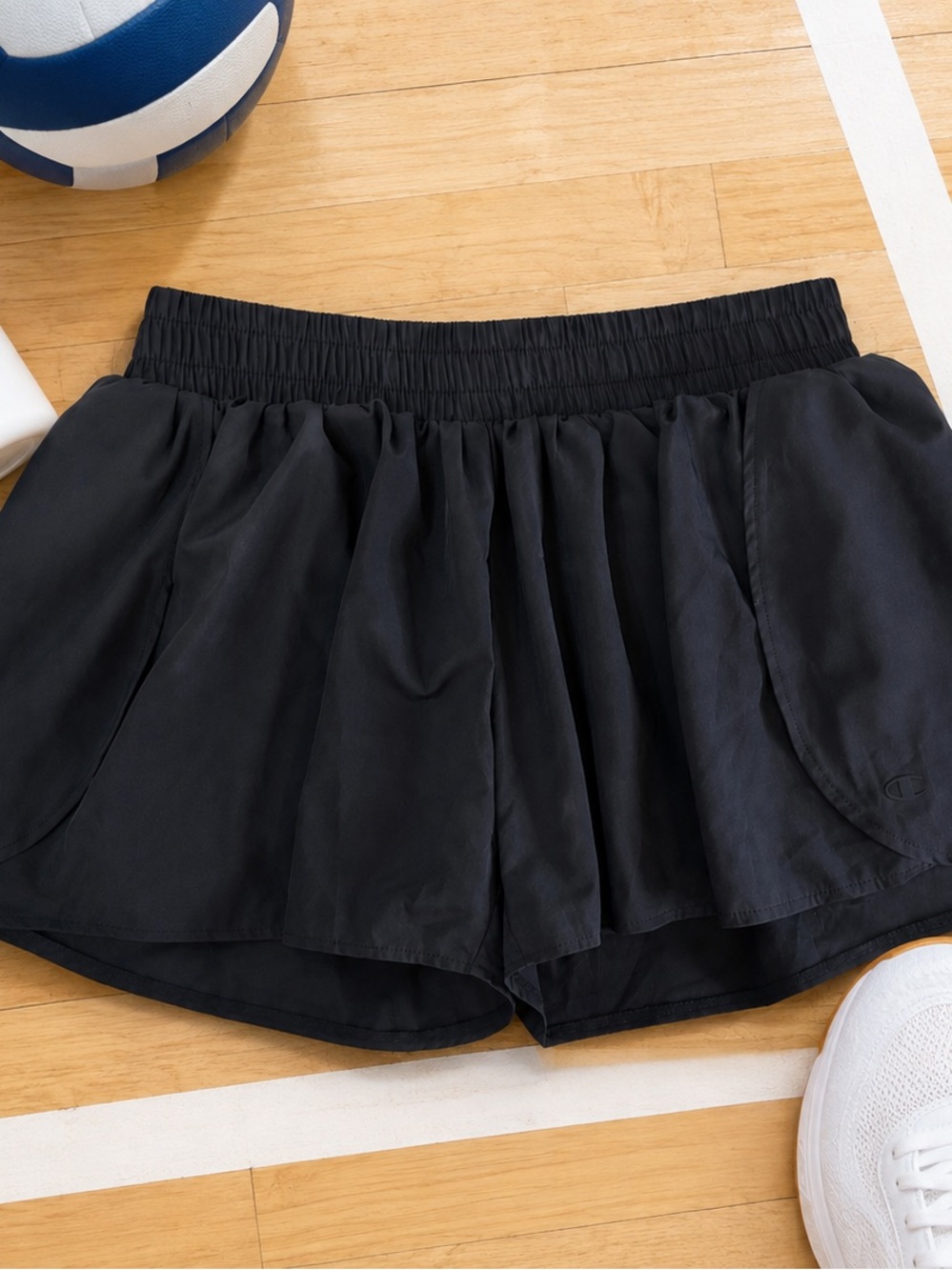 Champion Black Pleated Athletic Shorts